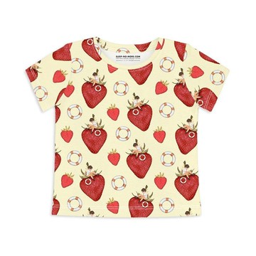 英國 SLEEP NO MORE - 100% 有機棉兒童短袖上衣-草莓