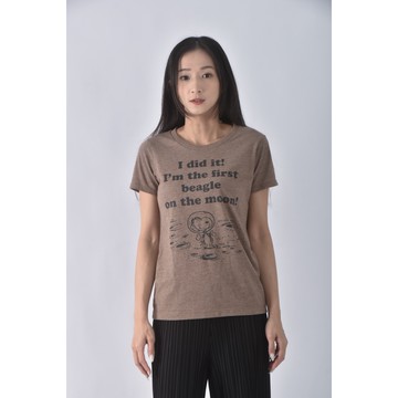 (S) 【陳喬恩私服】史努比棕色短袖上衣二手衣