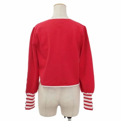 エムズグレイシー カーディガン Red x White Border Cardigan