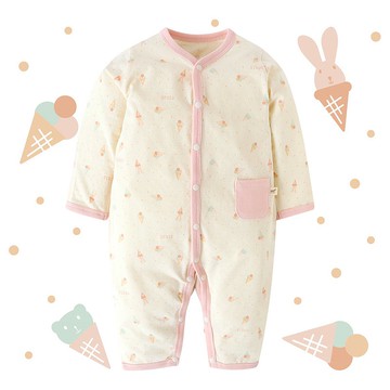 【SISSO有機棉】草莓甜筒兔萊賽爾棉長袖兔裝 6M 12M