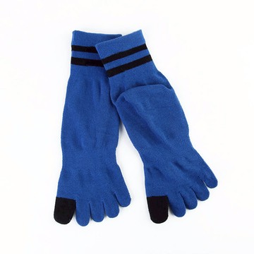 乾爽吸汗五趾長襪-線條 - 藍