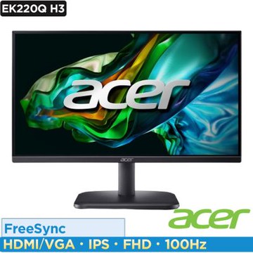 Acer 宏碁 EK220Q H3 22型VA電腦螢幕 AMD FreeSync ｜100hz抗閃