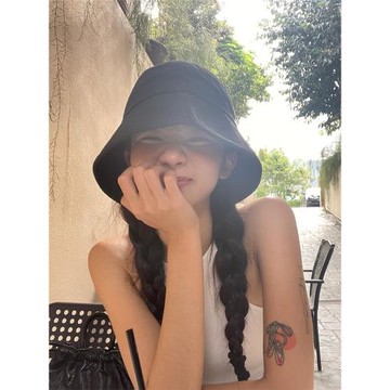 不會過時的顯臉小黑色水桶帽~ ins風韓版百搭漁夫帽女遮陽盆帽潮