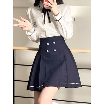 車厘子jk仁川藝高原創校供制服韓式學院風jk短長袖白襯衫褶裙套裝