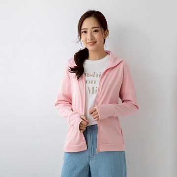 UPF50+吸濕排汗女防曬外套_立領淺粉
