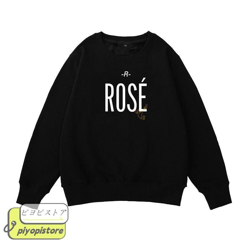 送料無料◇BLACKPINK ROSE 「R」 韓流グッズ スウェット 春秋 丸首