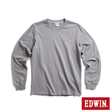 EDWIN 男裝 露營系列 背後富士營地LOGO印花長袖T恤-灰褐色