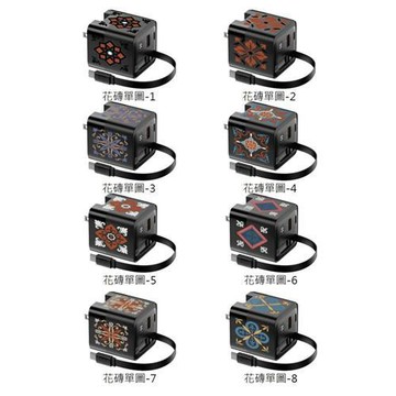 TRON 65W 自帶線急速充電器-白 復古花磚 電源供應器