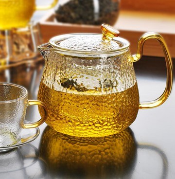 茶壺 錘紋玻璃茶壺耐熱高溫過濾家用花泡蒸煮單壺小號茶水壺沖茶具加厚