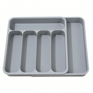 Sarasa 雙層可伸縮餐具抽屜整理收納盤 灰色  1個