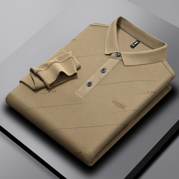 【新款熱賣】男裝秋季新款洗水棉長袖翻領刺繡polo休閑商務男士POLO衫