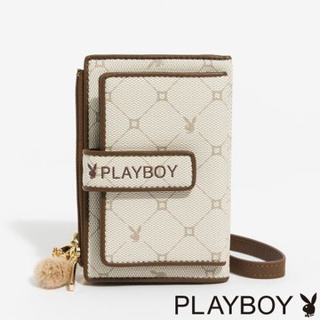 PLAYBOY - 卡片零錢包  Bunny Lattice系列 - 咖啡色