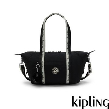 Kipling 黑白織帶大容量兩用包-ART BAGUETTE