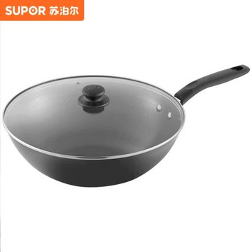 蘇泊爾（SUPOR）炒鍋 生鐵蜂窩鐵鍋家用通用炒菜鍋帶鍋蓋VC34RF02