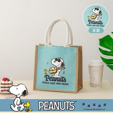 SNOOPY x Kiiwi O! 聯名款．語錄系列棉麻袋 薄荷綠