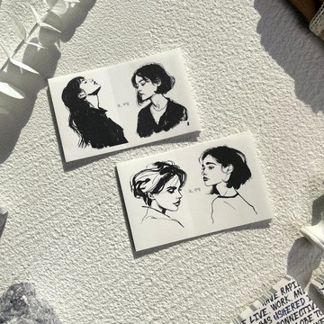 黑色素描女人貼紙