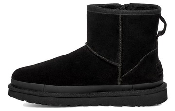 WMNS UGG CLASSIC MINI ZIPPER TAPE LOGO BOOT BLACK