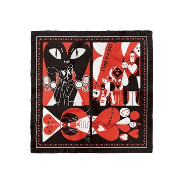 【奇趣禮物】桃心騎士::真絲絲巾100%silk:: — 插畫師 大方巾