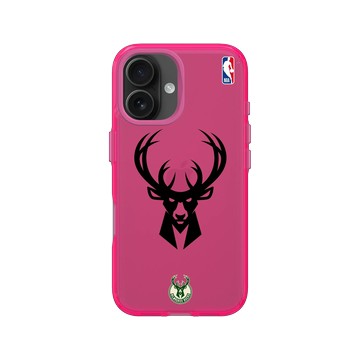 iPhone 16 Clear 粉漾桃 - NBA - B&W-密爾瓦基公鹿 Milwaukee Bucks B&W