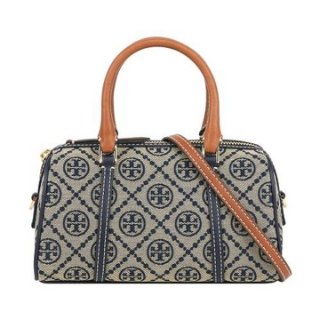 TORY BURCH T Monogram 標誌緹花迷你波士頓包(海軍藍)