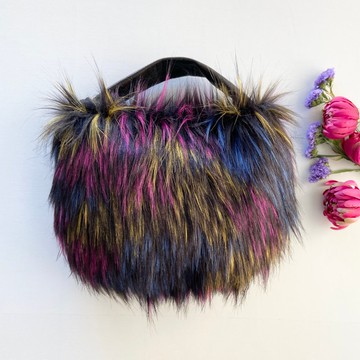 可愛 黑色&彩色仿毛皮 圓形包 輕巧