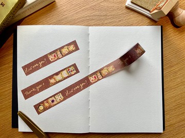 松鼠鴿子動物 春天下午茶點心圖案 和紙紙膠帶 手帳貼紙 手繪插畫