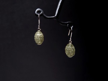 粟粒灰-60年代穆拉諾琉璃珠耳環 - 蘇咪珠兒SJE023