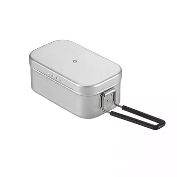 戶外洩壓鋁製飯盒白色 1.3L （洩壓飯盒 露營、 輕量戶外炊具、復古軍風飯盒）