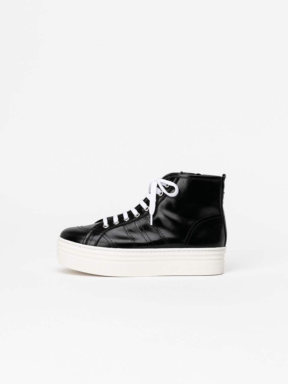 CHAUSSURE LAPIN Aveline High-top Lace-up Sneakers (Textured Black)