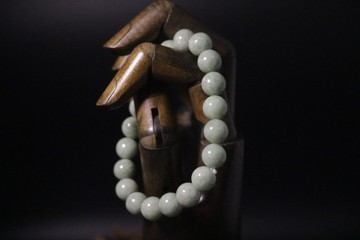 綠豆玉珠子手串翡翠和田玉手鏈精緻禮盒