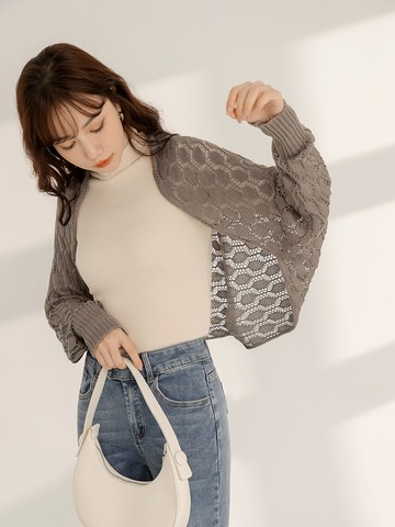 2WAY兩穿挑洞針織披肩外套