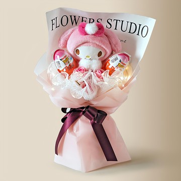 morningscent 仿真花 三麗鷗造型 健達燈飾花束  1個  粉紅色