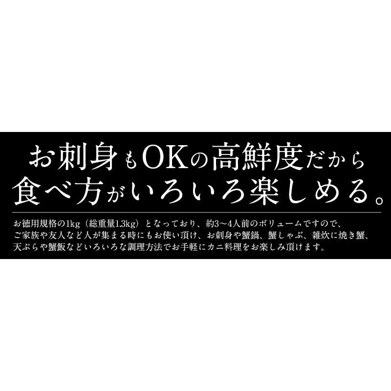 かに カニ 蟹 ズワイガニ むき身 ポーション お刺身OK 生 カット済み 1kg（総重量1.3kg） ずわい蟹 鍋 かにしゃぶ 贈り物 お歳暮 冬グルメ 冬ギフト