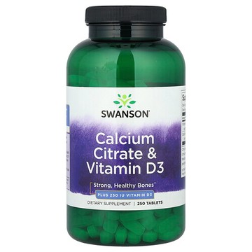 Swanson Vitamins, 檸檬酸鈣和維生素 D3，250 片