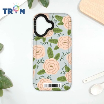 TRON iPhone 16 平塗手繪花朵D款 防摔太空載具殼 透白 軟硬 手機殼