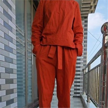 歐美時尚休閑棉麻套裝