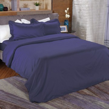 托斯卡素色純棉被套單人深海藍