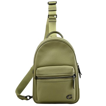 COACH CP162 Charter 經典荔枝皮革單肩後背/胸口包.橄欖綠