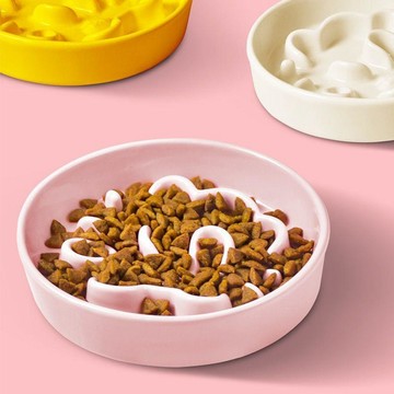 寵物慢食碗 貓狗通用 寵物碗 狗碗 防噎碗 慢食碗防噎碗 狗碗 貓碗HOCC寵物慢食碗慢食柱陶瓷高溫燒製小型犬防噎緩食防