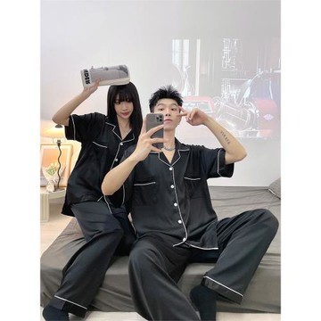 情侶睡衣女夏季冰絲短袖2025年新款套裝絲綢網紅風薄款男士家居服