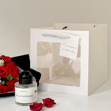 Leadhome 花束盆栽透明方窗手提袋  10個  中型  白色