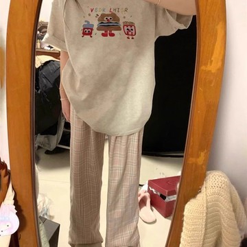 夏季趣味漢堡小眾印花短袖男女新款寬鬆T卹純棉百搭上衣