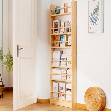 HappyLife 實木薄型門後收納書架 六層60公分 Y11605