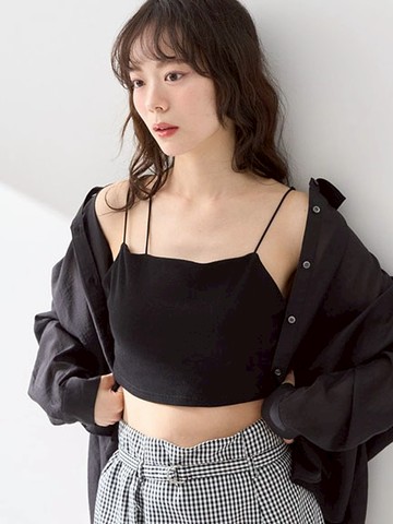 不對稱吊帶羅紋背心/上衣(01000330000) - earth music&ecology