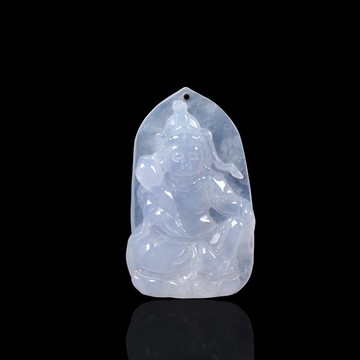 冰種翡翠精雕自在觀音菩薩項鍊 | 天然緬甸玉翡翠A貨 | 送禮