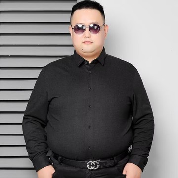 大碼男裝胖子肥佬春秋襯衣加肥加大長袖純色上班商務工裝職業襯衫鑫弘-衣錦男裝