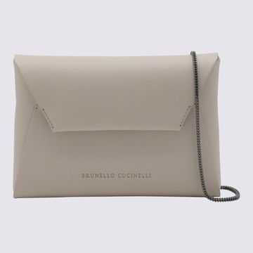 Brunello Cucinelli White Leather Pouches