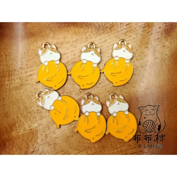 {布布村}飾品配件 合金滴油 耳飾項鍊吊墜 耳環鑰匙扣 睡覺貓咪 A4