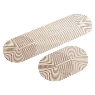 Mega 防油PVC皮革廚房地墊 雙面防滑 耐磨 5mm厚  大 50 x 150cm + 小 40 x 60cm  侘寂風  1組