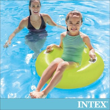 【INTEX】亮彩雙握把充氣泳圈-直徑76cm-3種顏色可選_適8歲以上(59258) 浮排/充氣泳圈/兒童泳圈